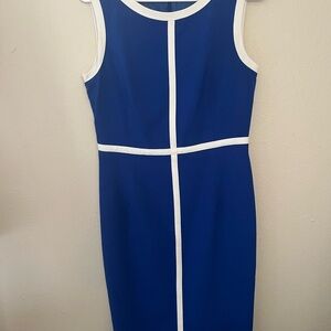 Calvin Klein Blue and White Midi Dress